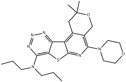 2,2-dimethyl-5-(4-morpholinyl)-N,N-dipropyl-1,4-dihydro-2H-pyrano[4'',3'':4',5']pyrido[3',2':4,5]thieno[3,2-d][1,2,3]triazin-8-amine 结构式