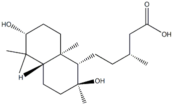 (1S,4aβ,βR)-Decahydro-2β,6α-dihydroxy-β,2,5,5,8aα-pentamethyl-1-naphthalenepentanoic acid 结构式