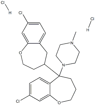 1-[10-chloro-6-(10-chloro-2-oxabicyclo[5.4.0]undeca-8,10,12-trien-5-yl )-2-oxabicyclo[5.4.0]undeca-8,10,12-trien-6-yl]-4-methyl-piperazine di hydrochloride 结构式