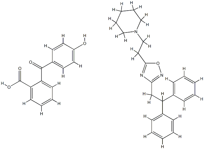 o-(p-hydroxybenzoyl)benzoic acid, compound with 1-[2-[3-(2,2-diphenylethyl)-1,2,4-oxadiazol-5-yl]ethyl]piperidine (1:1)  结构式