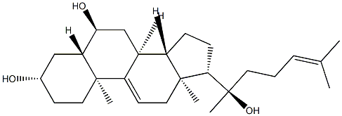 (20R)-5α-Cholesta-9(11),24-diene-3β,6α,20-triol 结构式