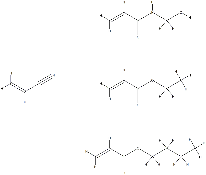 2-丙烯酸丁酯与2-丙烯酸乙酯、N-(羟甲基)-2-丙烯酰胺和烯腈的聚合物 结构式