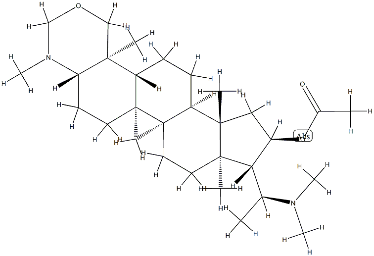(20S)-20-(Dimethylamino)-2',3α,3',4-tetrahydro-3',4β,14-trimethyl-9β,19-cyclo-6'H-5α-pregn-3-eno[3,4-d][1,3]oxazin-16α-ol acetate 结构式