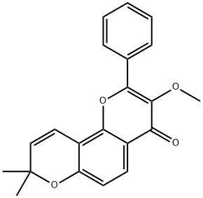 2-Phenyl-3-methoxy-8,8-dimethyl-4H,8H-benzo[1,2-b:3,4-b']dipyran-4-one 结构式