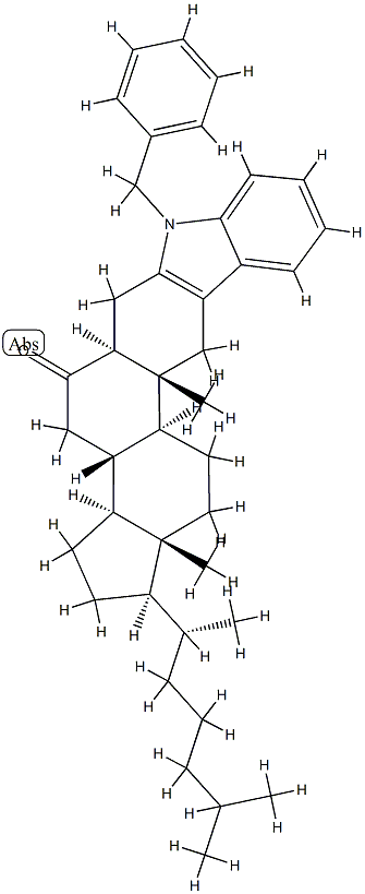 1'-Phenylmethyl-1'H-5α-cholest-2-eno[3,2-b]indol-6-one 结构式