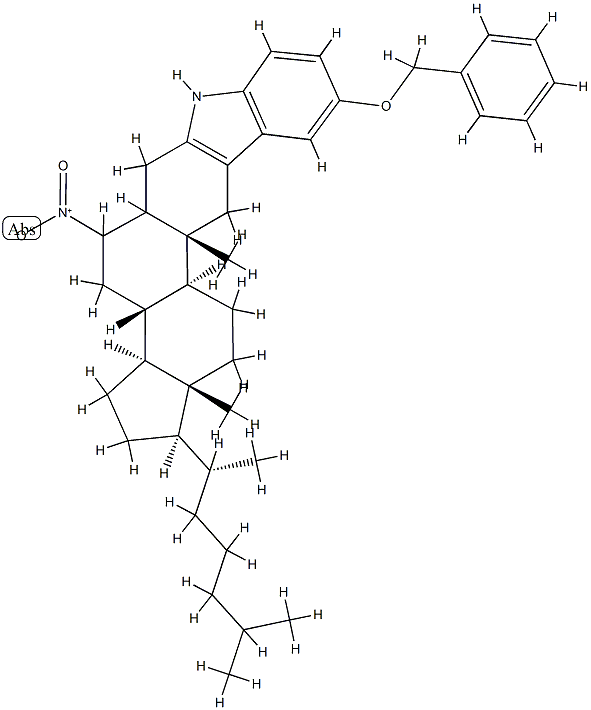 6-Nitro-5'-(phenylmethoxy)-1'H-cholest-2-eno[3,2-b]indole 结构式