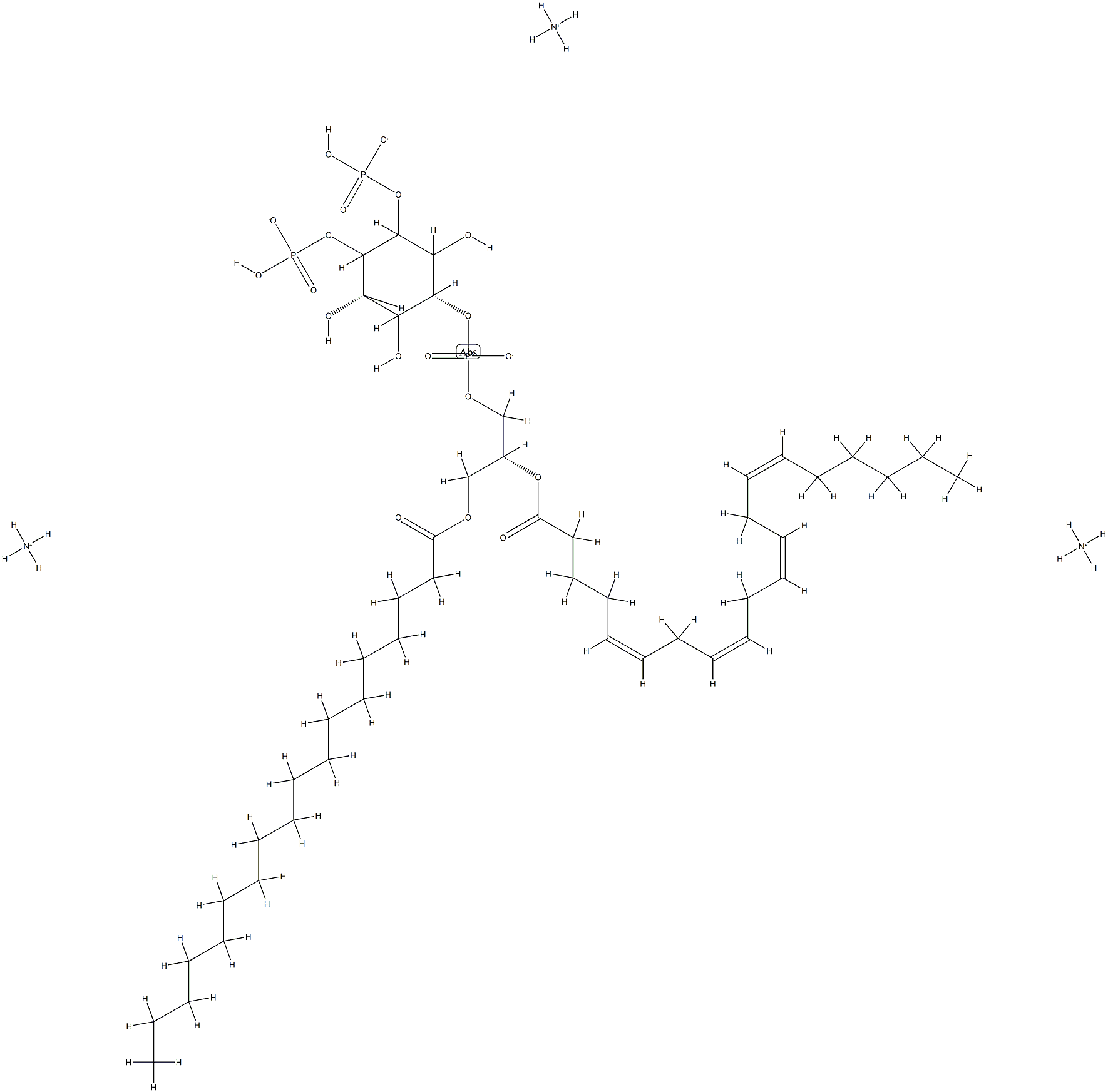 L-Α-PHOSPHATIDYLINOSITOL-4,5-BISPHOSPHATE (BRAIN, PORCINE) (AMMONIUM SALT);BRAIN PI(4;5)P2 结构式