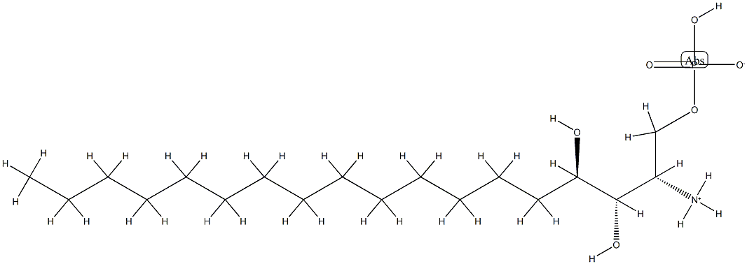 4-HYDROXYSPHINGANINE-1-PHOSPHATE (SACCHAROMYCES CEREVISIAE);D-RIBO-PHYTOSPHINGOSINE-1-PHOSPHATE 结构式