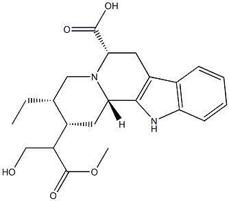 (20β)-17-Hydroxycorynan-5β,16-dicarboxylic acid 16-methyl ester 结构式