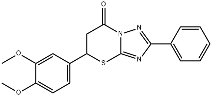 5-(3,4-dimethoxyphenyl)-2-phenyl-5,6-dihydro-7H-[1,2,4]triazolo[5,1-b][1,3]thiazin-7-one 结构式