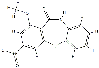 3-nitro-1-methoxydibenzo[b,f][1,4]oxazepin-11(10H)-one 结构式