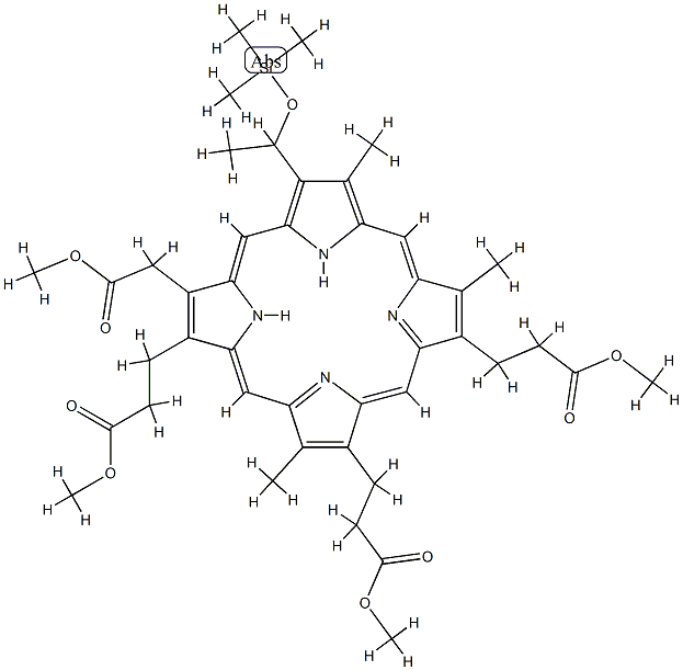8-(2-Methoxy-2-oxoethyl)-3,13,17-trimethyl-12-[1-[(trimethylsilyl)oxy]ethyl]-21H,23H-porphyrin-2,7,18-tripropionic acid trimethyl ester 结构式
