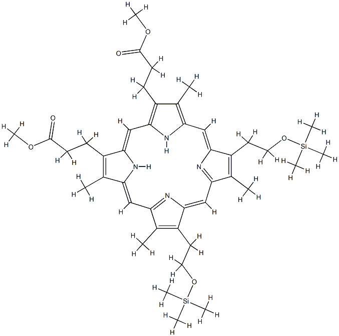 3,7,12,17-Tetramethyl-8,13-bis[2-[(trimethylsilyl)oxy]ethyl]-21H,23H-porphyrin-2,18-dipropanoic acid dimethyl ester 结构式