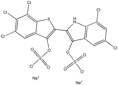 5,7-Dichloro-2-[5,6,7-trichloro-3-(sodiosulfooxy)benzo[b]thiophen-2-yl]-1H-indol-3-ol (sulfuric acid sodium) salt 结构式