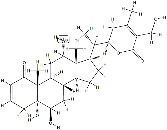 (22R)-5α,6β,12α,22,27-Pentahydroxy-1-oxoergosta-2,24-dien-26-oic acid δ-lactone 结构式