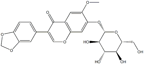 3-(1,3-Benzodioxol-5-yl)-7-(β-D-glucopyranosyloxy)-6-methoxy-4H-1-benzopyran-4-one 结构式