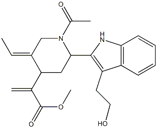 1-Acetyl-5-ethylidene-2-[3-(2-hydroxyethyl)-1H-indol-2-yl]-α-methylene-4-piperidineacetic acid methyl ester 结构式