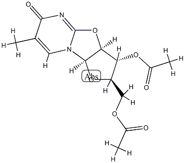 (2R)-2α-[(Acetyloxy)methyl]-2,3,3aβ,9aβ-tetrahydro-7-methyl-6-oxo-6H-furo[2',3':4,5]oxazolo[3,2-a]pyrimidine-3β-yl=acetate 结构式