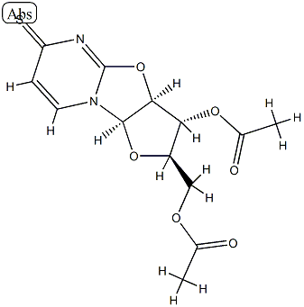 (2R)-2α-[(Acetyloxy)methyl]-2,3,3aβ,9aβ-tetrahydro-6-thioxo-6H-furo[2',3':4,5]oxazolo[3,2-a]pyrimidine-3β-yl=acetate 结构式