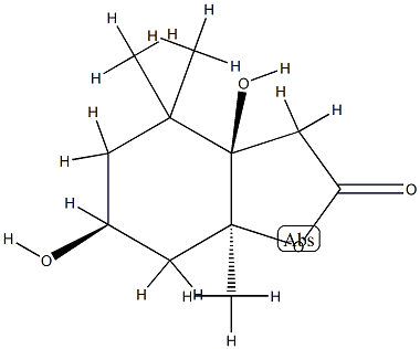 2(3H)-Benzofuranone, hexahydro-3a,6-dihydroxy-4,4,7a-trimethyl-, (3aR,6S,7aS)-rel-(+)- (9CI) 结构式