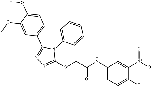 2-{[5-(3,4-dimethoxyphenyl)-4-phenyl-4H-1,2,4-triazol-3-yl]sulfanyl}-N-{4-fluoro-3-nitrophenyl}acetamide 结构式