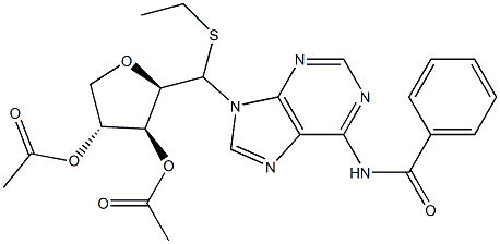 2,5-Anhydro-1-C-[6-(benzoylamino)-9H-purin-9-yl]-1-S-ethyl-1-thio-D-xylitol 3,4-diacetate 结构式