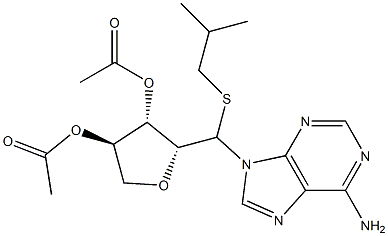 1-C-(6-Amino-9H-purin-9-yl)-2,5-anhydro-1-S-isobutyl-1-thio-D-xylitol 3,4-diacetate 结构式