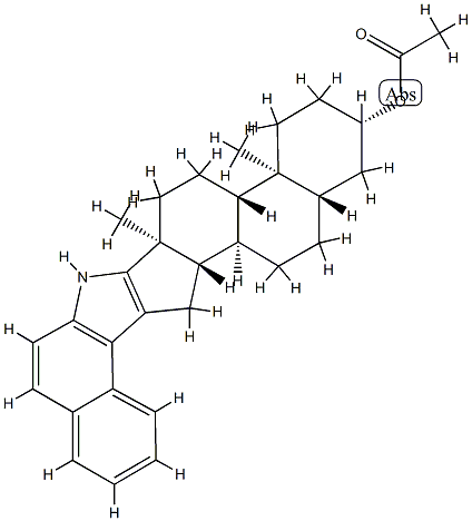 (2S)-1,2,3,4,4a,4bα,5,6,6a,7,14,14aα,14bβ,15,16,16aα-Hexadecahydro-4aβ,6aβ-dimethylbenzo[e]naphth[2',1':4,5]indeno[1,2-b]indol-2β-ol acetate 结构式
