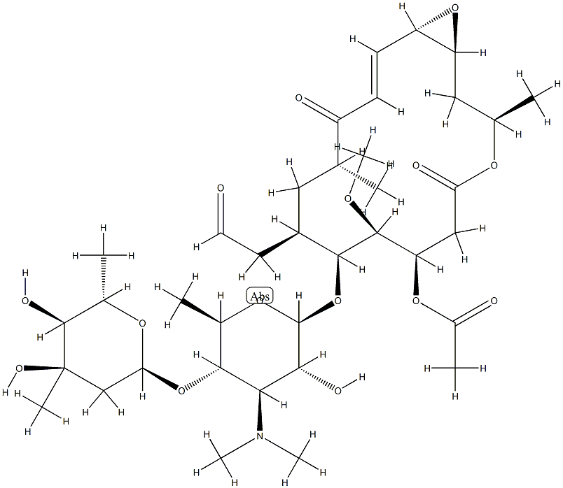 (12S,13S)-9-Deoxy-12,13-epoxy-12,13-dihydro-9-oxoleucomycin V=3-acetate 结构式