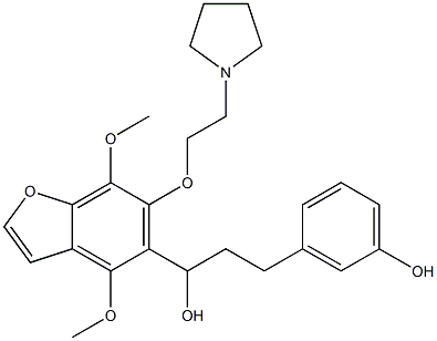 4,7-Dimethoxy-α-[2-(3-hydroxyphenyl)ethyl]-6-[2-(1-pyrrolidinyl)ethoxy]-5-benzofuranmethanol 结构式