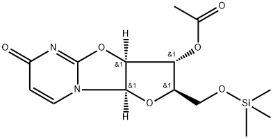 (2R)-3β-Acetoxy-2,3,3aβ,9aβ-tetrahydro-2α-[[(trimethylsilyl)oxy]methyl]-6H-furo[2',3':4,5]oxazolo[3,2-a]pyrimidin-6-one 结构式