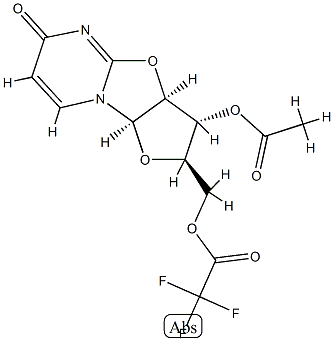 Trifluoroacetic acid [(2R)-3β-acetoxy-2,3,3aβ,9aβ-tetrahydro-6-oxo-6H-furo[2',3':4,5]oxazolo[3,2-a]pyrimidin-2α-yl]methyl ester 结构式