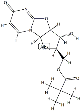 2,2-Dimethylpropionic acid [(2R)-2,3,3aβ,9aβ-tetrahydro-3β-hydroxy-6-oxo-6H-furo[2',3':4,5]oxazolo[3,2-a]pyrimidin-2α-yl]methyl ester 结构式