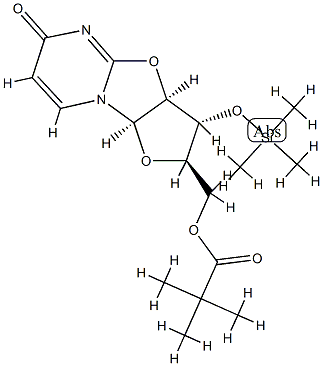 2,2-Dimethylpropionic acid [(2R)-2,3,3aβ,9aβ-tetrahydro-6-oxo-3β-[(trimethylsilyl)oxy]-6H-furo[2',3':4,5]oxazolo[3,2-a]pyrimidin-2α-yl]methyl ester 结构式