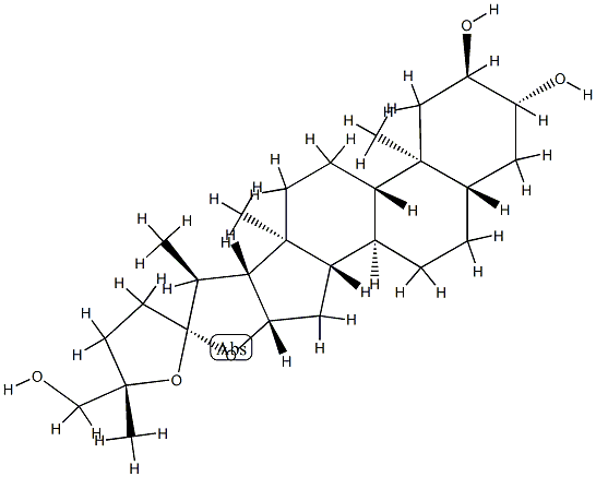 [25S,(-)]-22α,25-Epoxy-5α-furostane-2α,3β,26-triol 结构式