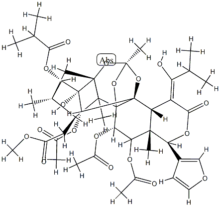 (15Z)-11α,12α-Diacetoxy-15-(1-hydroxy-2-methylpropylidene)phragmalin 30-acetate 3-(2-methylpropanoate) 结构式