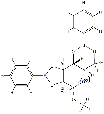 Methyl 2-O,3-O:4-O,6-O-bis(phenylboranediyl)-α-D-mannopyranoside 结构式