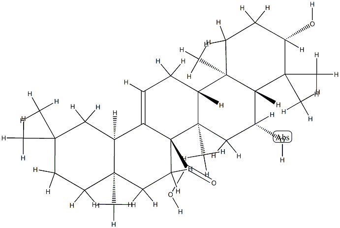 3β,6β-Dihydroxyolean-12-en-27-oic acid 结构式