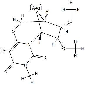 (3R)-3,4,5,6-Tetrahydro-4α,5α-dimethoxy-9-methyl-3β,6β-epoxy-2H,8H-pyrimido[6,1-b][1,3]oxazocine-8,10(9H)-dione 结构式