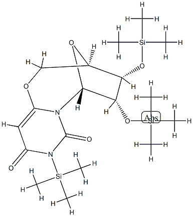 (3R)-3,4,5,6-Tetrahydro-9-(trimethylsilyl)-4α,5α-bis(trimethylsiloxy)-3β,6β-epoxy-2H,8H-pyrimido[6,1-b][1,3]oxazocine-8,10(9H)-dione 结构式