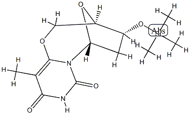 (3R)-3,4,5,6-Tetrahydro-11-methyl-4α-[(trimethylsilyl)oxy]-3β,6β-epoxy-2H,8H-pyrimido[6,1-b][1,3]oxazocine-8,10(9H)-dione 结构式