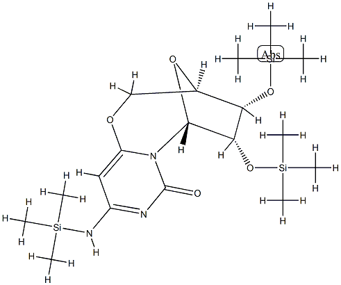 (3R)-3,4,5,6,9,10-Hexahydro-10-[(trimethylsilyl)imino]-4α,5α-bis[(trimethylsilyl)oxy]-3β,6β-epoxy-2H,8H-pyrimido[6,1-b][1,3]oxazocin-8-one 结构式