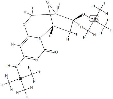 (3R)-3,4,5,6,9,10-Hexahydro-10-[(trimethylsilyl)imino]-4β-[(trimethylsilyl)oxy]-3β,6β-epoxy-2H,8H-pyrimido[6,1-b][1,3]oxazocin-8-one 结构式