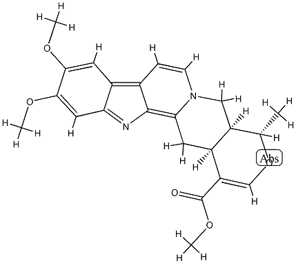 (20α)-3,5,6,16,17-Pentadehydro-10,11-dimethoxy-16-(methoxycarbonyl)-19α-methyl-18-oxayohimban-4-ium 结构式