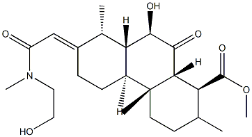 (1S,4bα,7E,8aβ,10aα)-Tetradecahydro-9β-hydroxy-7-[[N-(2-hydroxyethyl)-N-methylcarbamoyl]methylene]-1,4aβ,8α-trimethyl-10-oxophenanthrene-1β-carboxylic acid methyl ester 结构式