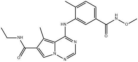 Pyrrolo[2,1-f][1,2,4]triazine-6-carboxaMide, N-ethyl-4-[[5-[(MethoxyaMino)carbonyl]-2-Methylphenyl]aMino]-5-Methyl- 结构式