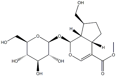 (1S)-1α-(β-D-Glucopyranosyloxy)-1,4aα,5,6,7,7aα-hexahydro-7α-(hydroxymethyl)cyclopenta[c]pyran-4α-carboxylic acid methyl ester 结构式