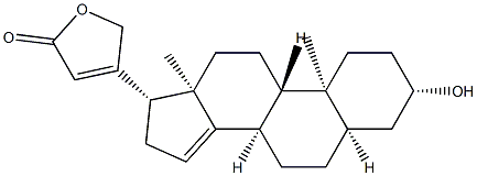 3β-Hydroxy-5β-carda-14,20(22)-dienolide 结构式