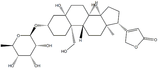 3β-[(6-Deoxy-β-D-allopyranosyl)oxy]-5,14,19-trihydroxy-5β-card-20(22)-enolide 结构式