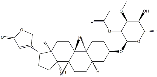 3β-[(6-Deoxy-2-O-acetyl-3-O-methyl-α-L-altropyranosyl)oxy]-14-hydroxy-5β-card-20(22)-enolide 结构式